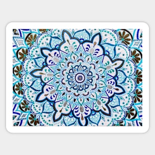 Gold Silver Blue Mandala Sticker